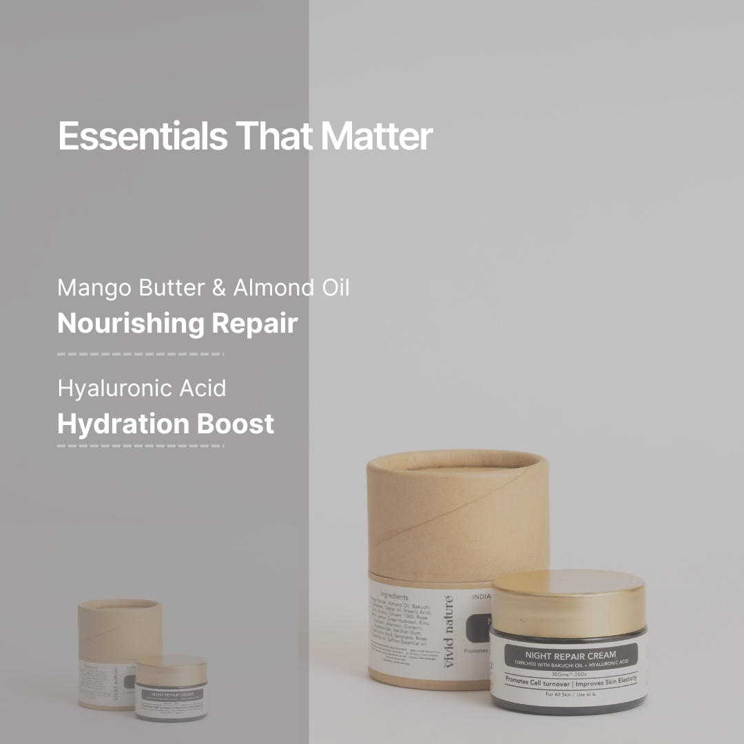 Night Repair Cream: Bakuchi Oil & Hyaluronic Acid for Anti-Aging & Glowing Skin