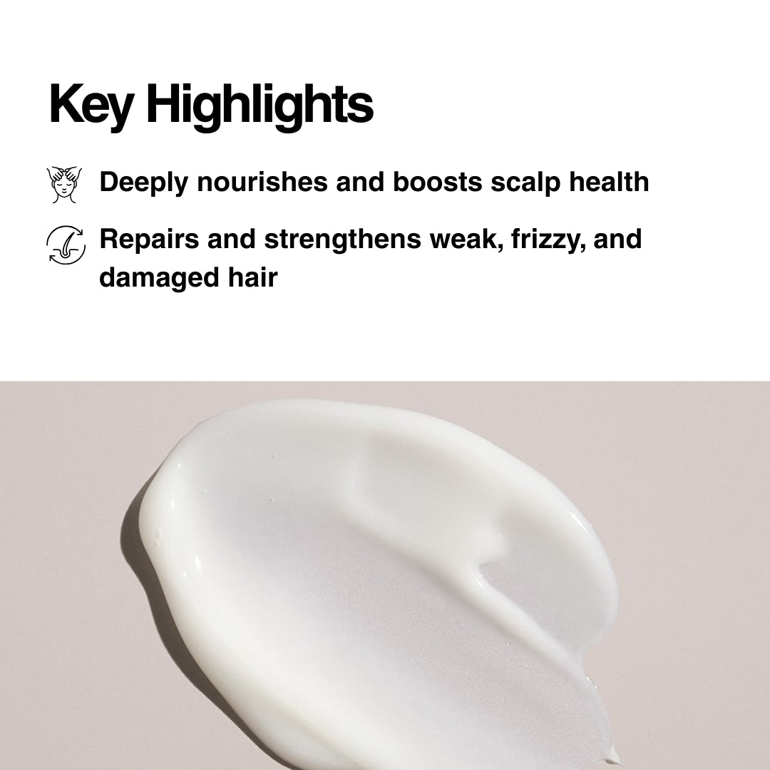 Ingredient label of Vivid Nature conditioner highlighting plant-based oils, moringa, quinoa protein, and herbal extracts for deep hydration and frizz control.
